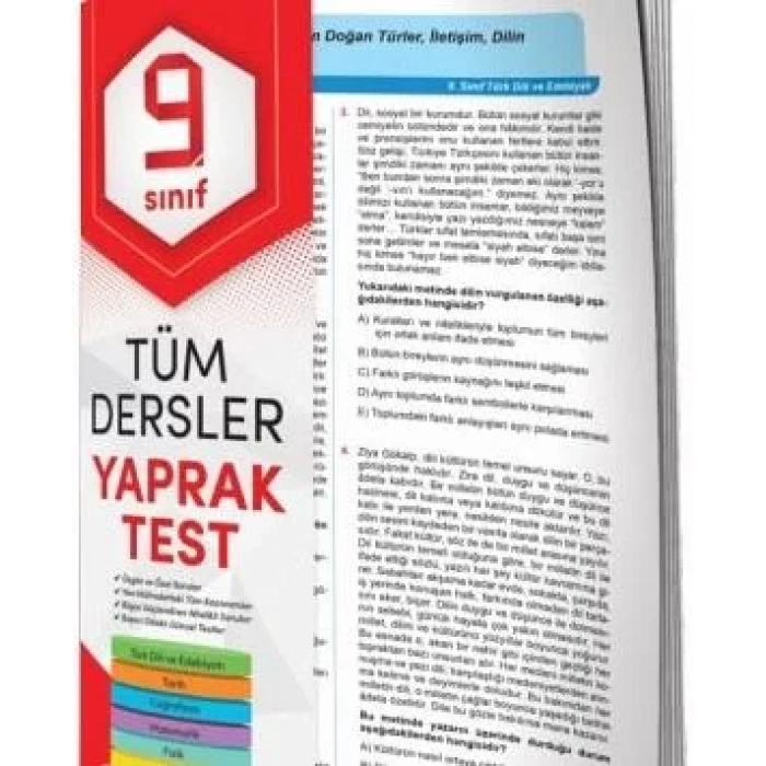ELEMENT 9. SINIF TÜM DERSLER YAPRAK TEST
