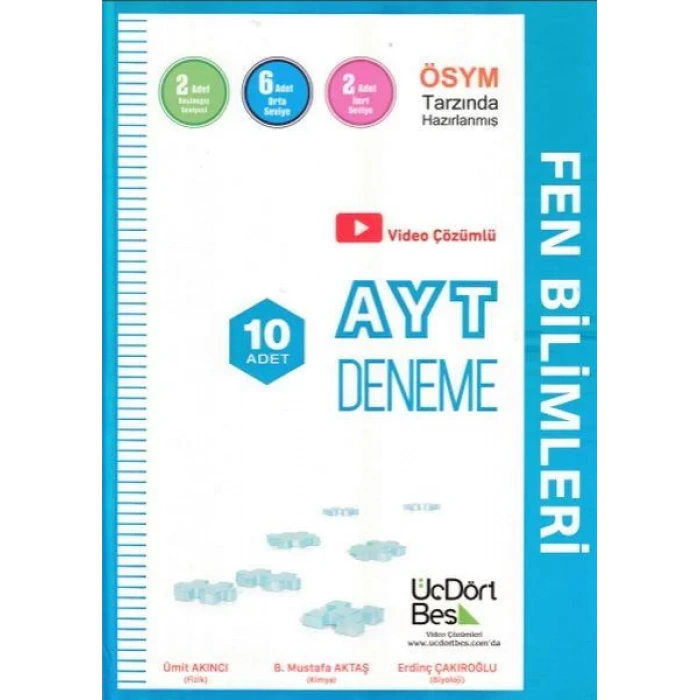ÜÇDÖRTBEŞ AYT FEN BİLİMLERİ 10 DENEME