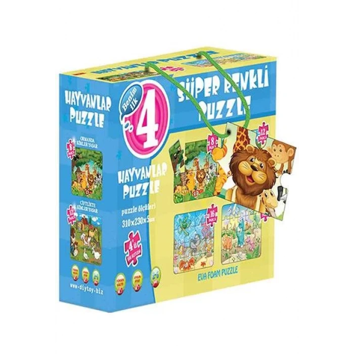 SÜPER RENKLİ PUZZLE HAYVANLAR 4 LÜ - DIYTOY