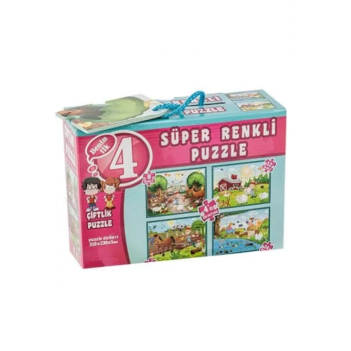 SÜPER RENKLİ PUZZLE ÇİFTLİK 4 LÜ - DIYTOY