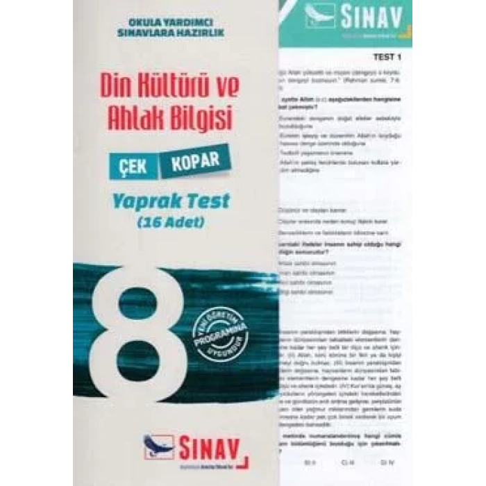 SINAV 8.SINIF DİN KÜLTÜRÜ AHLAK BİLGİSİ YAPRAKTEST