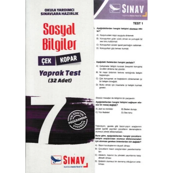 SINAV 7.SINIF SOSYAL BİLGİLER YAPRAK TEST