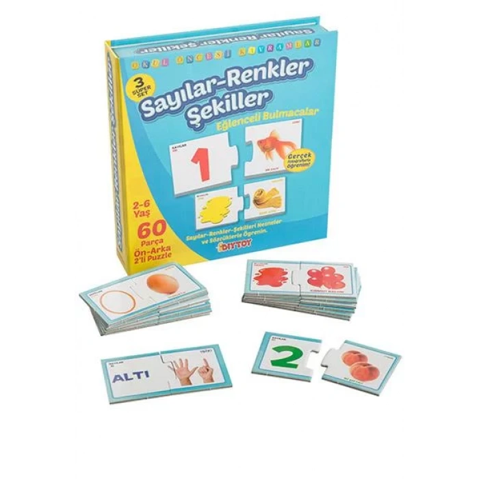 SAYILAR RENKLER ŞEKİLLER EĞLENCELİ BULMACALAR 3 LÜ