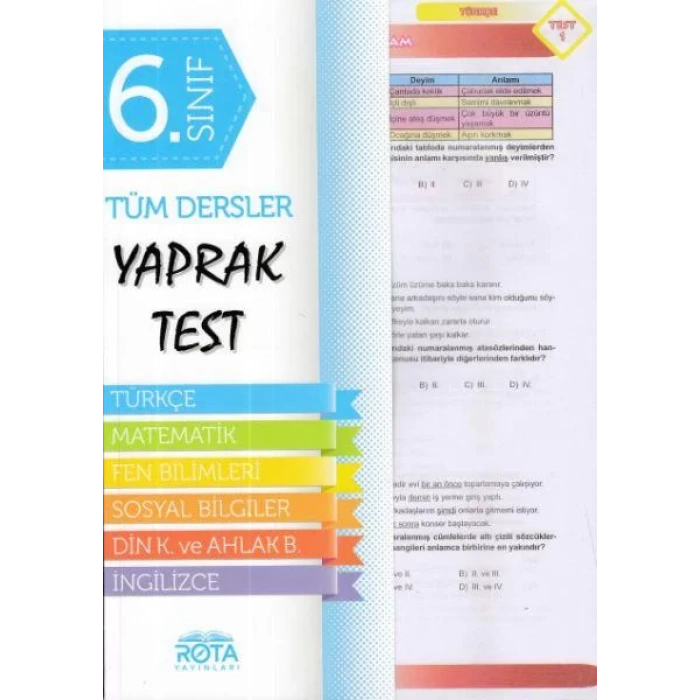 ROTA 6.SINIF TÜM DERSLER YAPRAK TEST