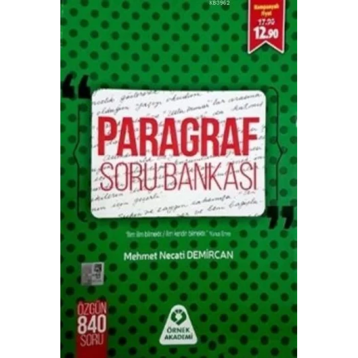 ÖRNEK AKADEMİ YKS PARAGRAF SORU BANKASI
