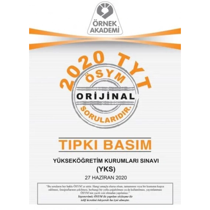 ÖRNEK AKADEMİ ÖSYM 2020 TYT SORU KİTAPÇIĞI