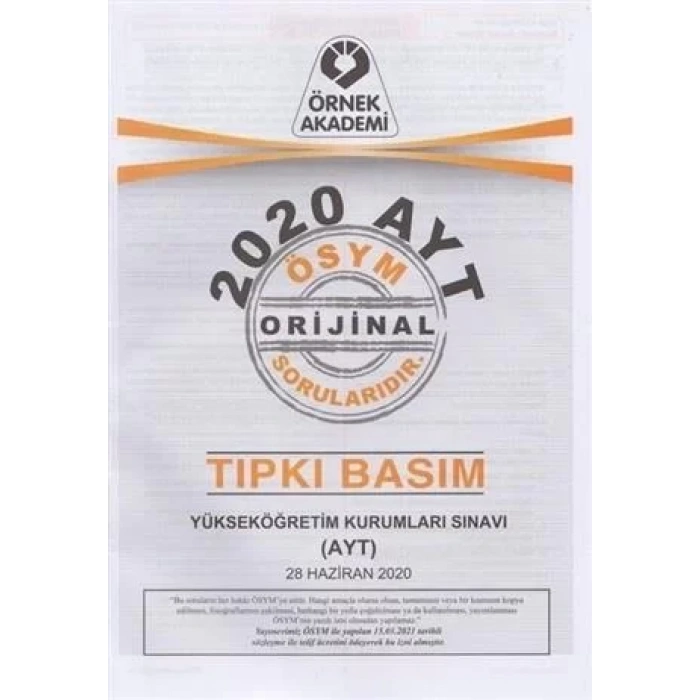 ÖRNEK AKADEMİ ÖSYM 2020 AYT SORU KİTAPÇIĞI