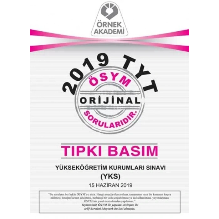 ÖRNEK AKADEMİ ÖSYM 2019 TYT SORU KİTAPÇIĞI