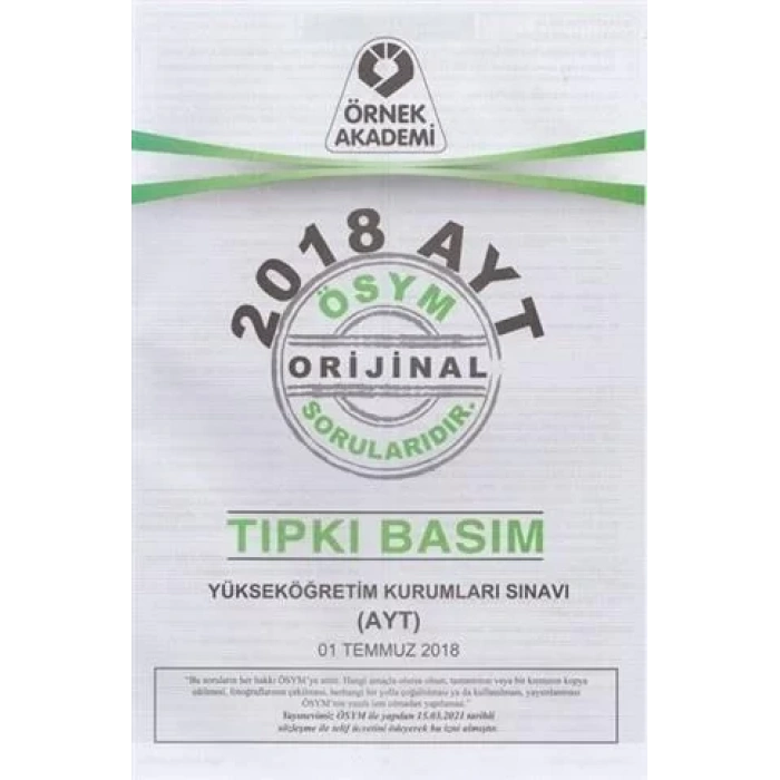 ÖRNEK AKADEMİ ÖSYM 2018 AYT SORU KİTAPÇIĞI