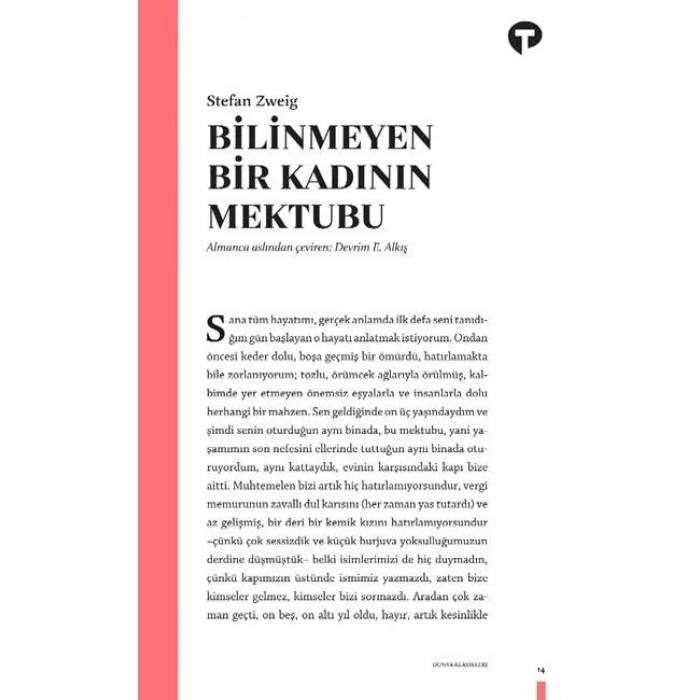 BİLİNMEYEN KADININ MEKTUBU-TURKUVAZ