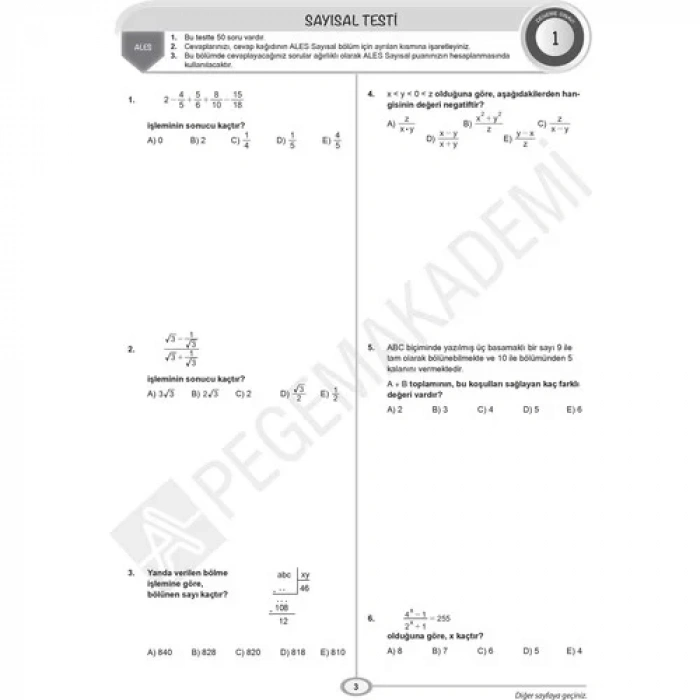 PEGEM ALES 2019 10 DENEME ÇÖZÜMLÜ