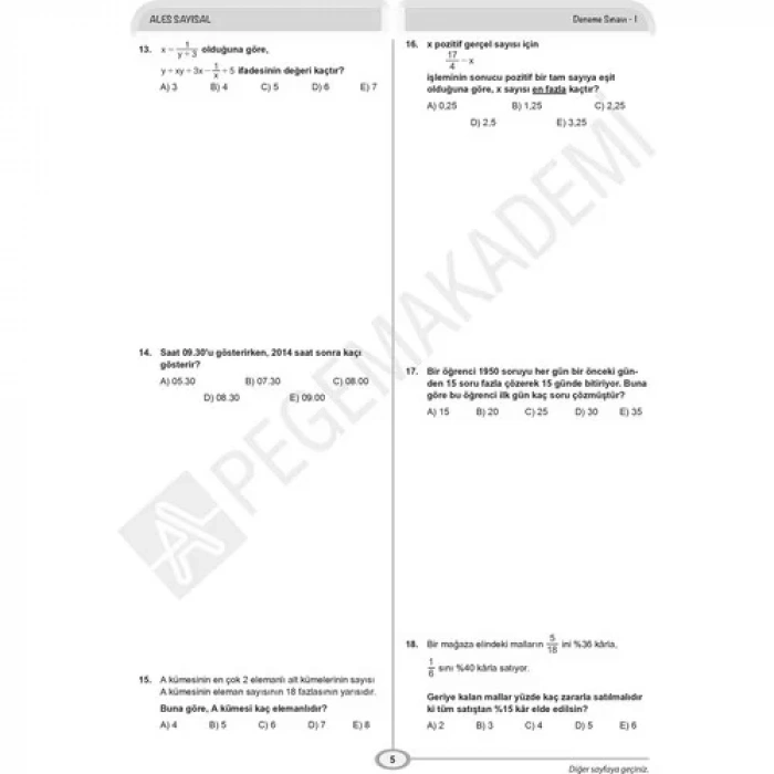 PEGEM ALES 2019 10 DENEME ÇÖZÜMLÜ
