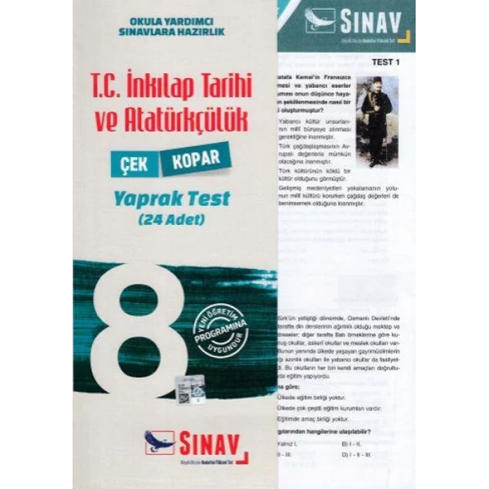 SINAV 8.SINIF İNKILAP TARİHİ YAPRAK TEST