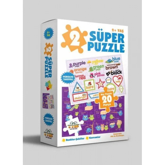 2 SÜPER PUZZLE RENKLER ŞEKİLLER KAVRAMLAR  0-6 YAŞ