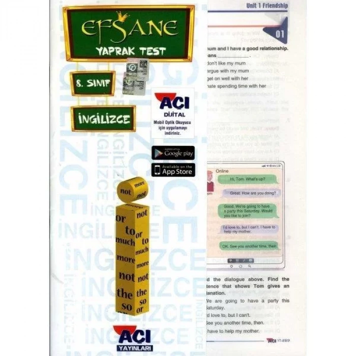 AÇI 8.SINIF İNGİLİZCE YAPRAK TEST