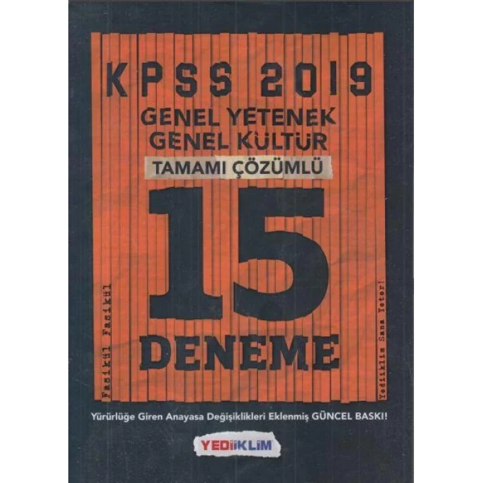 YEDİİKLİM KPSS GKGY 15 DENEME 2019 ÇÖZÜMLÜ