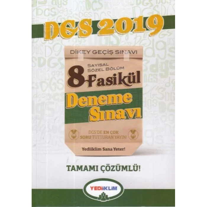YEDİİKLİM DGS 8 DENEME SAYISAL SÖZEL 2019