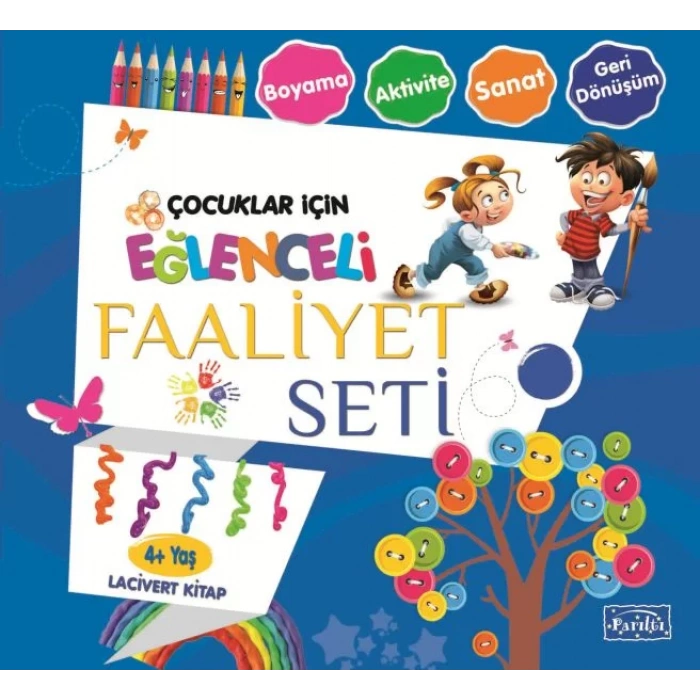 EĞLENCELİ FAALİYET SETİ 4+ YAŞ LACİVERT KİTAP - PARILTI