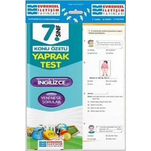 EVRENSEL 7.SINIF İNGİLİZCE YAPRAK TEST