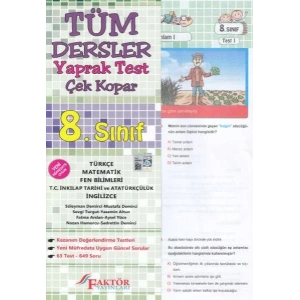 FAKTÖR 8.SINIF TÜM DERSLER YAPRAK TEST