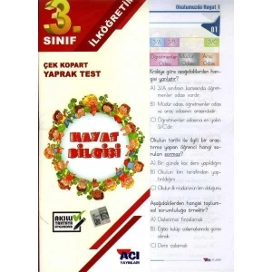AÇI 3.SINIF HAYAT BİLGİSİ YAPRAK TEST