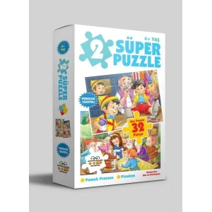 2 SÜPER PUZZLE PAMUK PRENSES PİNOKYO 4+ 0-6 YAŞ