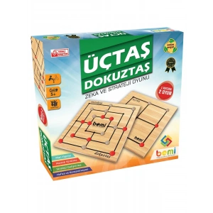 ÜÇ TAŞ DOKUZ TAŞ AHŞAP 1 KUTUDA 2 OYUN - BEMİ