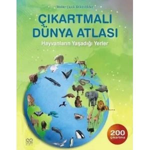 ÇIKARTMALI DÜNYA ATLASI  - 1001 ÇİÇEK