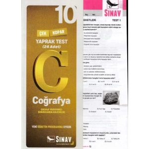 SINAV 10.SINIF COĞRAFYA YAPRAK TEST