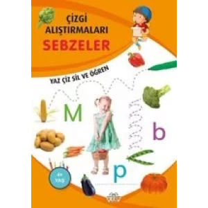 SEBZELER ÇİZGİ ALIŞTIRMALARI YAZ SİL - 0-6 YAŞ