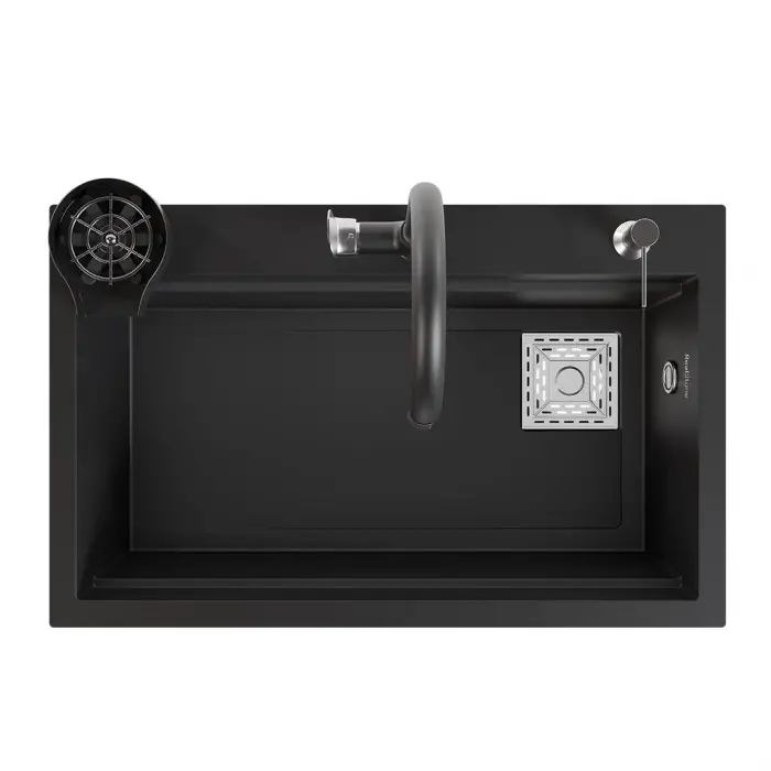 Real Stone Hermes Granit Akıllı Eviye Seti Antrasit 75.5X47 Cm