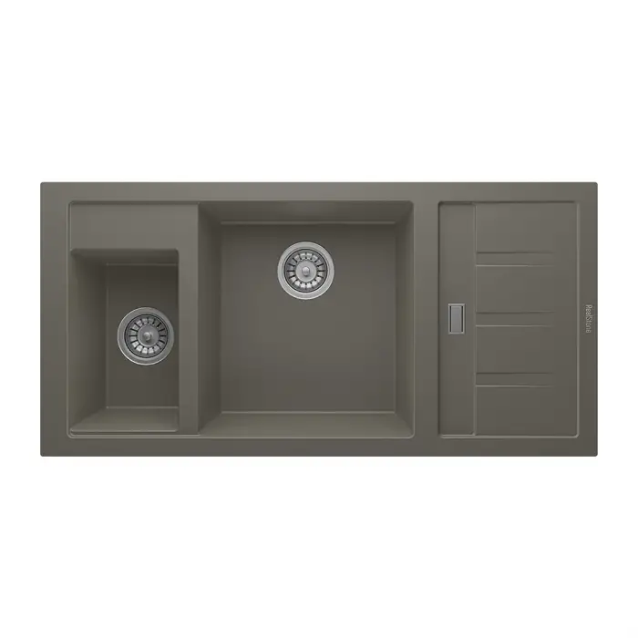 RealStone P022 Aspendos 1.5 Gözlü Tezgah Üstü Siyah Granit Eviye 100x50