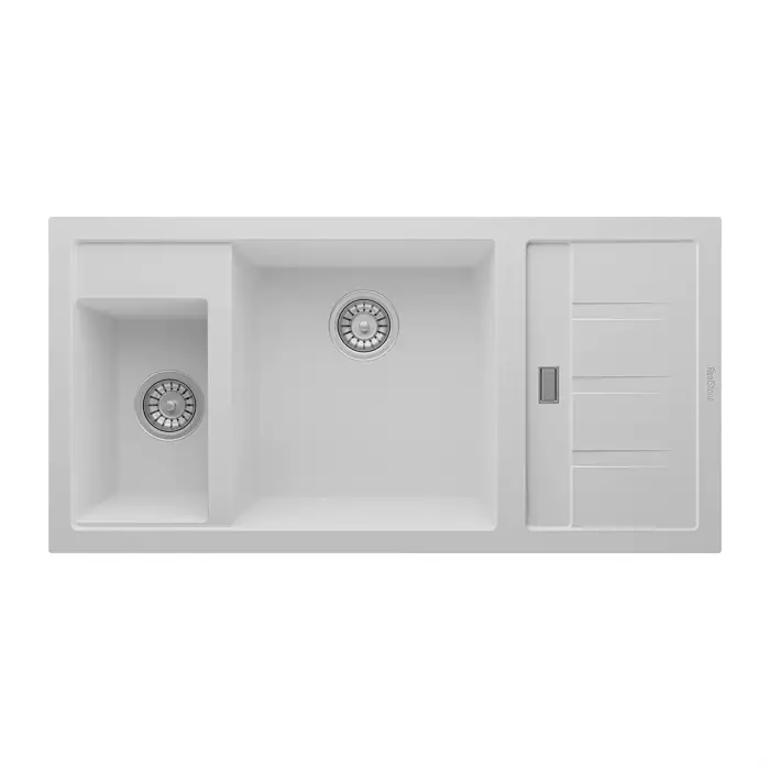 RealStone P022 Aspendos 1.5 Gözlü Tezgah Üstü Siyah Granit Eviye 100x50