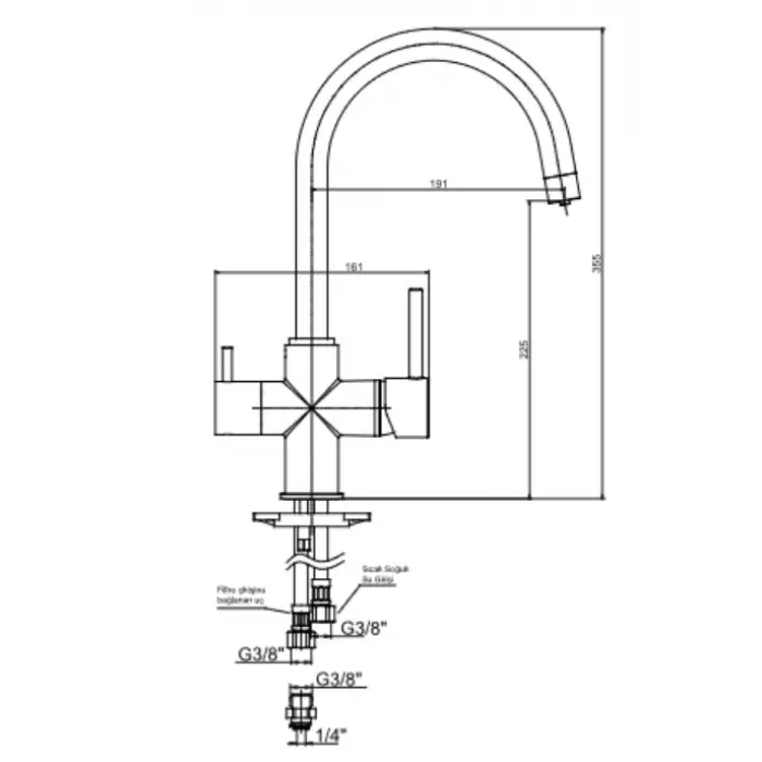 ECA ÇİFT AKIŞLI (DUAL FLOW) EVİYE BATARYASI