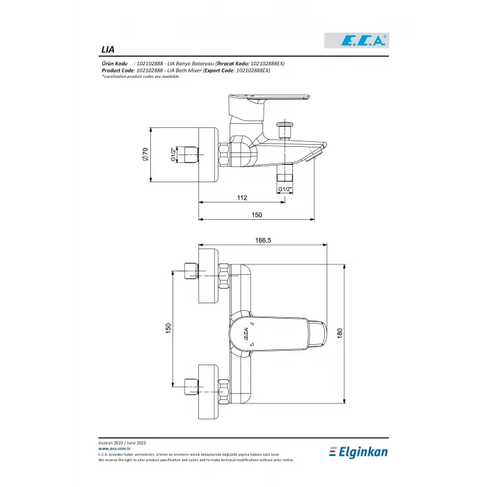 ECA LİA BANYO BATARYASI