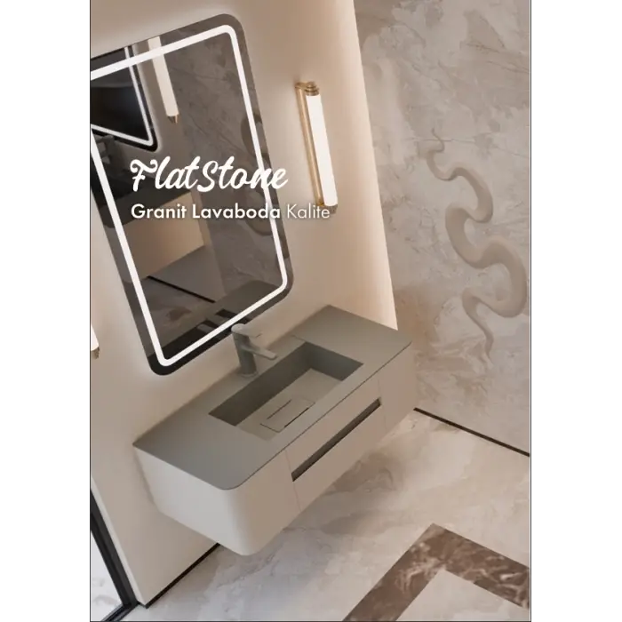 Real Stone FLATSTONE ETAJERLİ GRANİT BANYO LAVABOSU