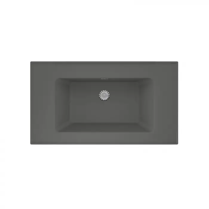 Real Stone ZENITH 80 Etajerli Gri Granit Banyo Lavabosu 80x45