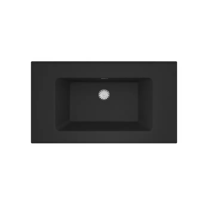 Real Stone ZENITH 80 Etajerli Siyah Granit Banyo Lavabosu 80x45