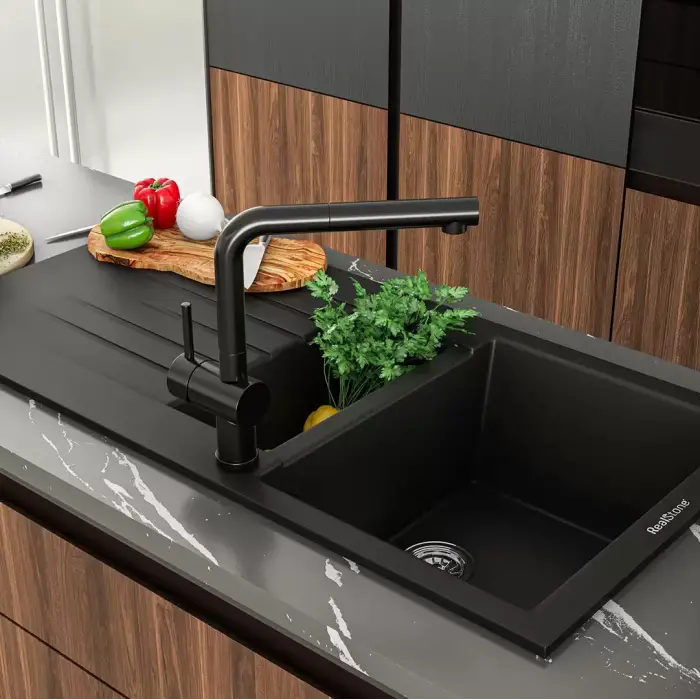 RealStone Troya P005 100 Tezgah Üstü Krem Granit Eviye