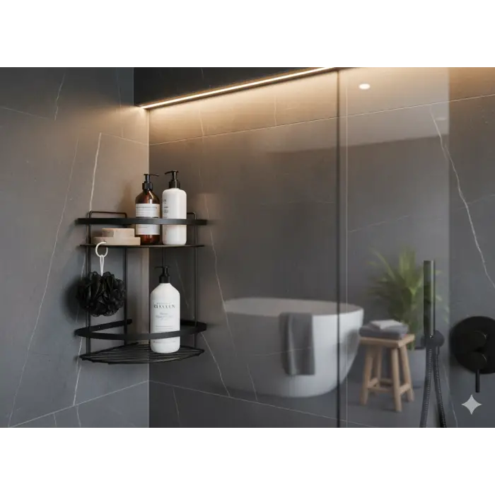 TEMA 18X18 2 KATLI KÖŞE ŞAMPUANLIK MAT SİYAH