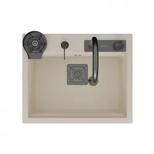 RealStone Angel Tek Gözlü Akıllı Krem Granit Eviye