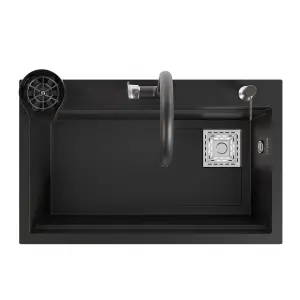 Real Stone Hermes Granit Akıllı Eviye Seti Siyah 75.5X47 Cm