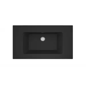 Real Stone ZENITH 80 Etajerli Siyah Granit Banyo Lavabosu 80x45