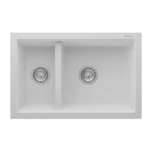 RealStone Bergama P018 1.5 Gözlü Beyaz Granit Eviye