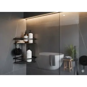 TEMA 18X18 2 KATLI KÖŞE ŞAMPUANLIK MAT SİYAH
