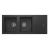 Real Stone P021 Esila Çift Gözlü Siyah Granit Mutfak Eviyesi 116.5 X 50 Cm