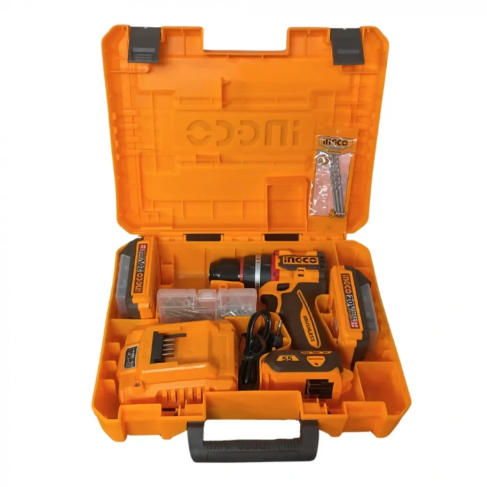 INGCO CIDLI20558E Kömürsüz Li-ion Akülü Darbeli Matkap 13 MM 20V 2.0Ah