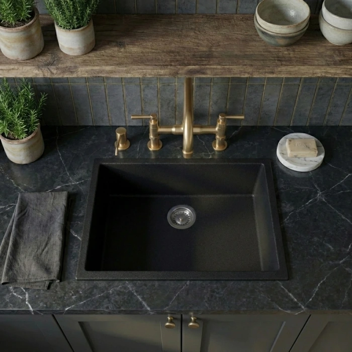 Real Stone Steep 50×40 Siyah Granit Eviye