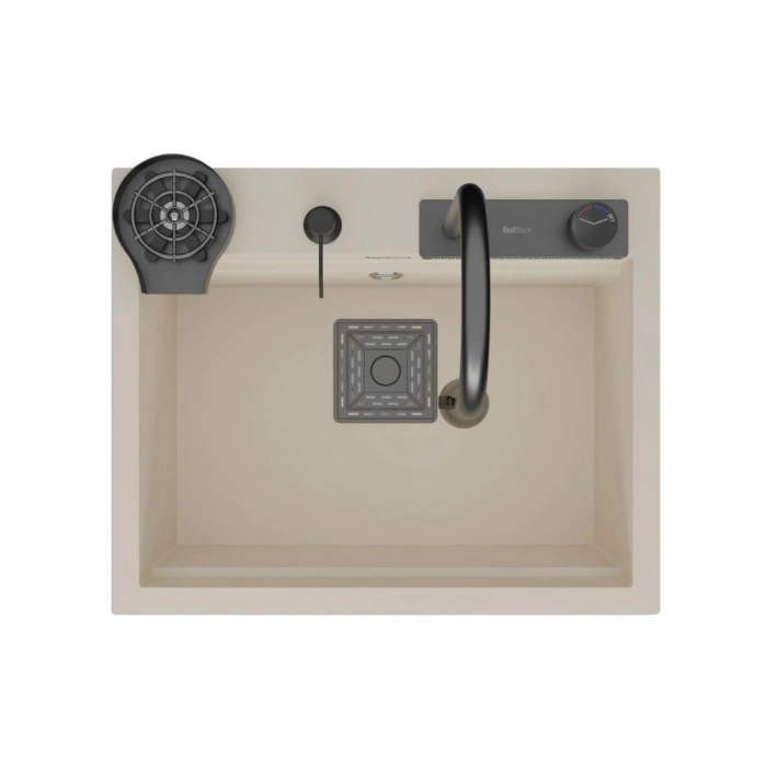 RealStone Angel Tek Gözlü Akıllı Krem Granit Eviye