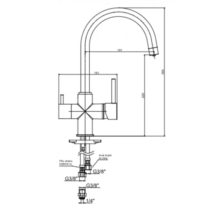 ECA ÇİFT AKIŞLI (DUAL FLOW) EVİYE BATARYASI